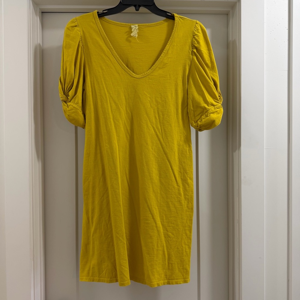 Yellow Dress with Puff Sleeves